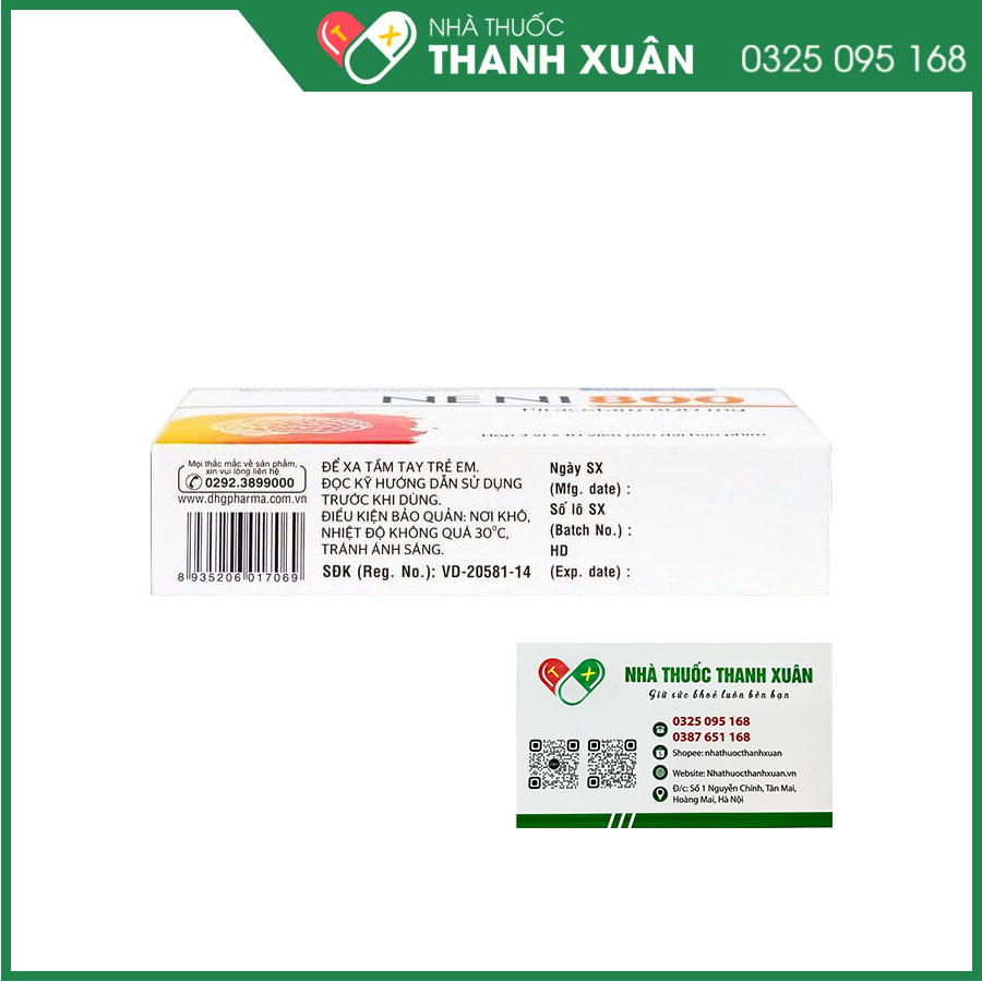NENI 800mg thuốc điều trị chóng mặt, đau đầu, suy giảm trí nhớ, kém tập chung